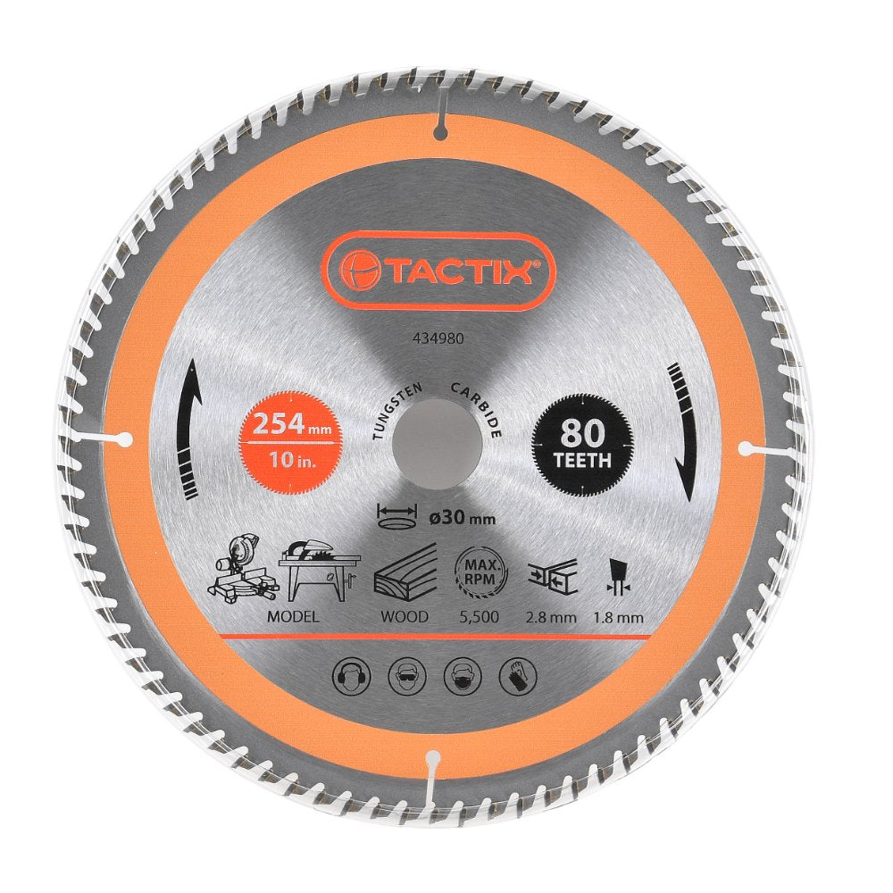 Tactix Circular Saw Blade For Wood Yg8 Tct Carbide Tip 255mm x 30mm 80T Main Image