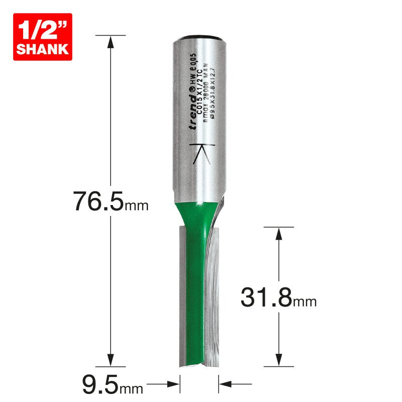 TREND C015X1/2TC TWO FLUTE 9.5MM DIA X 31.8MM CUT    Main Image