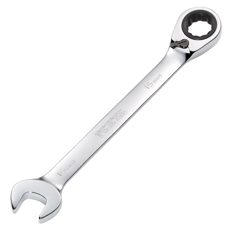 Draper HI-TORQ Metric Reversible Ratcheting Combination Spanner, 15mm Main Image