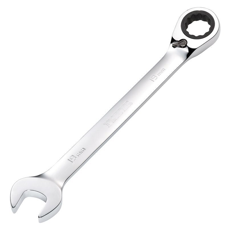 Draper HI-TORQ Metric Reversible Ratcheting Combination Spanner, 19mm Main Image