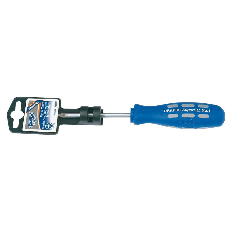 Draper Expert Cross Slot Mechanics Screwdriver, No.1 x 75mm Main Image