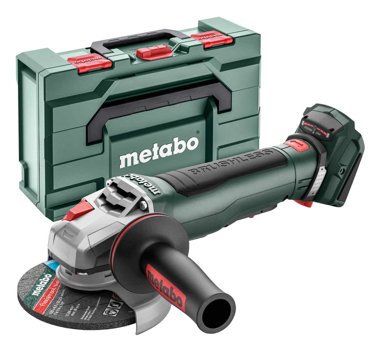 Metabo WPB 18 LT BL 11-125 Quick 5  Angle Grinder with Dead-mans Paddle & Brake Body Only + MetaBOX