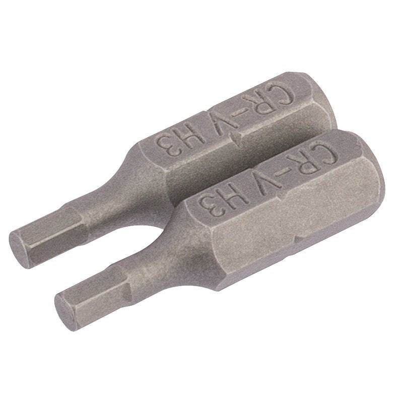 Hexagonal Insert Bit, 3mm, 1/4" Hex, 25mm Long (Pack of 2) Main Image