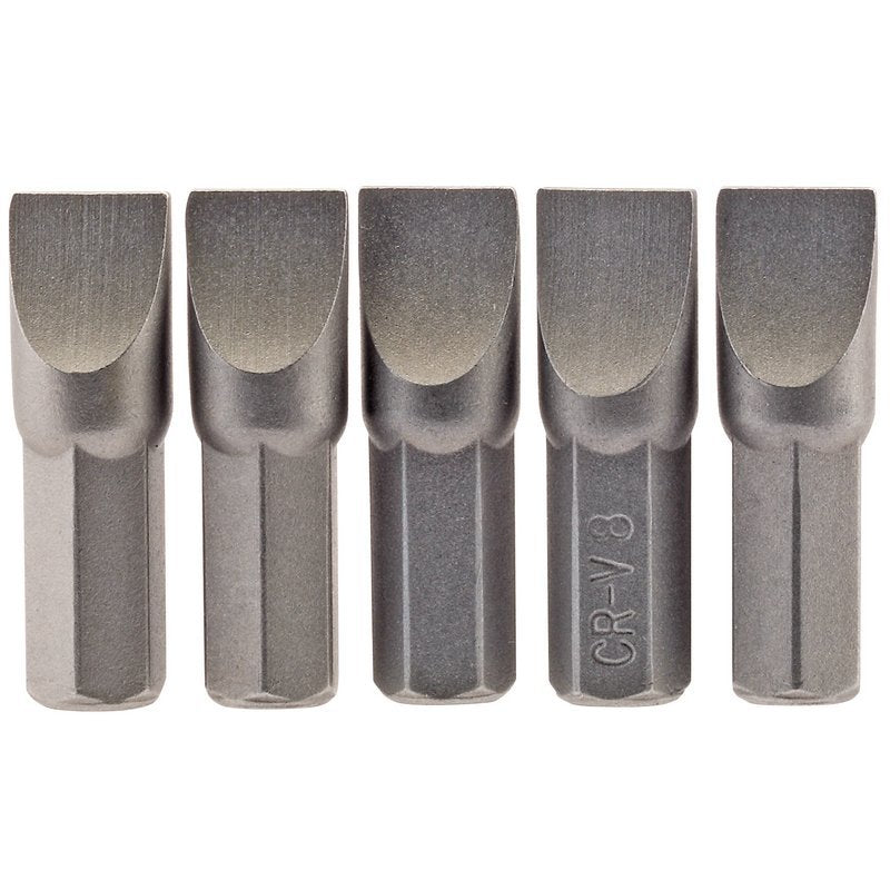 Plain Slot Insert Bit, 8.0mm, 1/4" Hex, 25mm Long (Pack of 5) Main Image