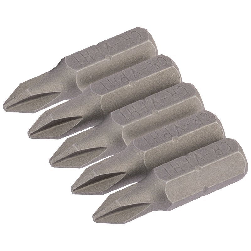 Cross Slot Insert Bit, 1/4" Hex, 25mm Long, No.1 (Pack of 5) Main Image