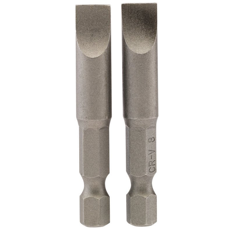 Plain Slot Insert Bit, 8mm, 1/4" Hex, 50mm Long (Pack of 2) Main Image