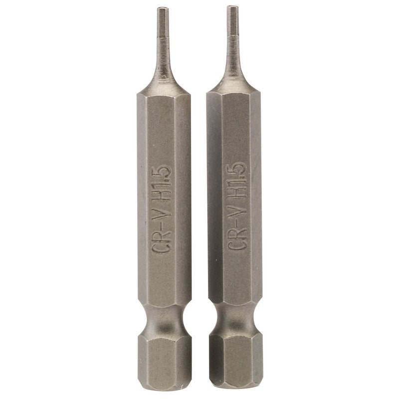 Hexagonal Insert Bit, 1.5mm, 1/4" Hex, 50mm Long (Pack of 2) Main Image