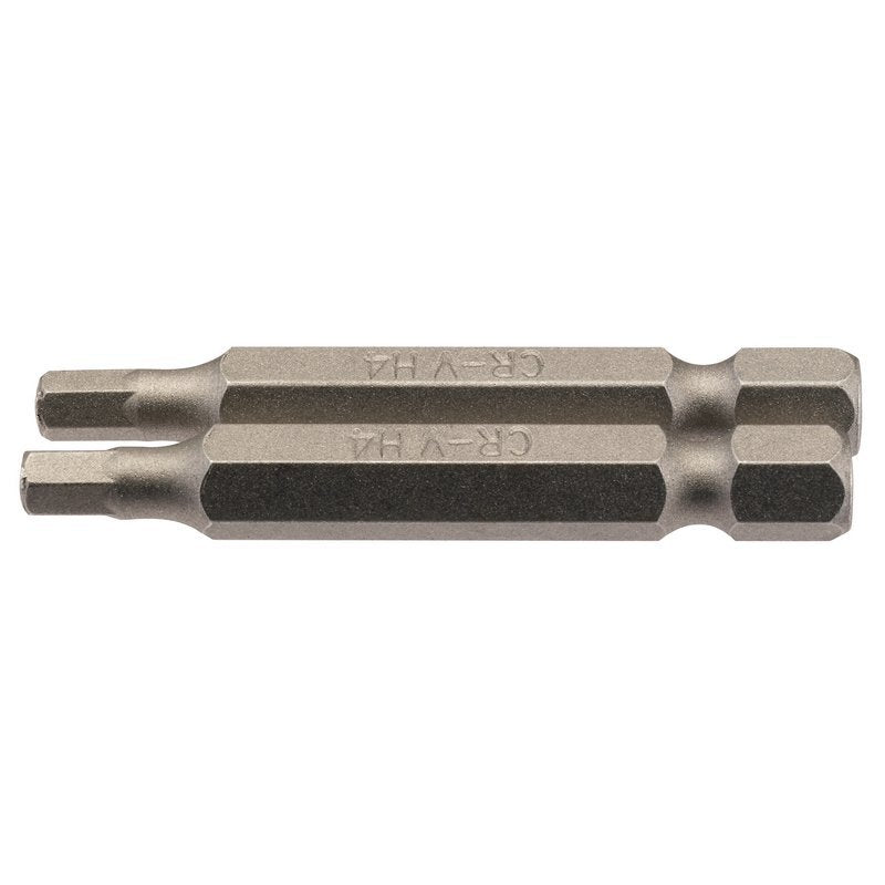 Hexagonal Insert Bit, 4mm, 1/4" Hex, 50mm Long (Pack of 2) Main Image