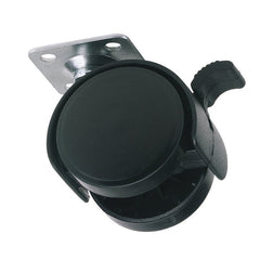 Twin Nylon Plate Castor with Brake, 40mm Diameter, S.W.L. 25kg Main Image