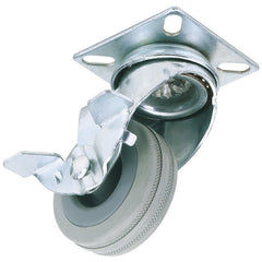 Swivel Plate Fixing Rubber Castor with Brake, 50mm Diameter, S.W.L. 50kg Main Image