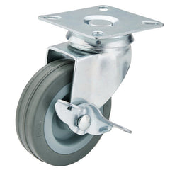 Swivel Plate Fixing Rubber Castor with Brake, 75mm Diameter, S.W.L. 70kg Main Image