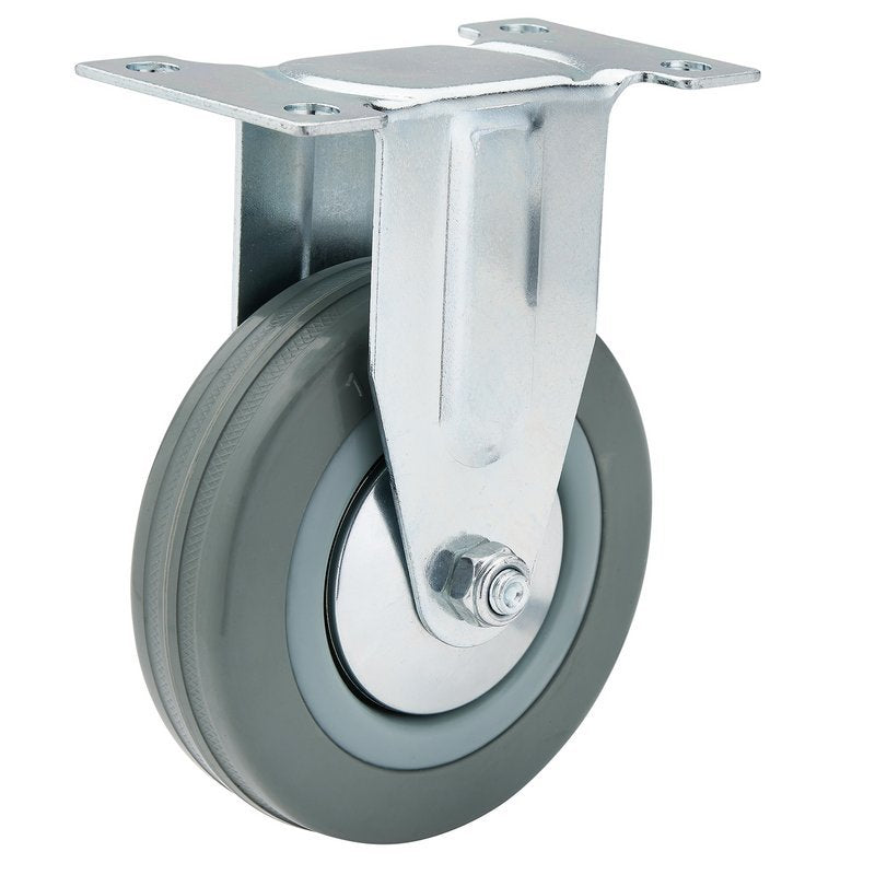 Fixed Plate Fixing Rubber Castor, 100mm Diameter, S.W.L. 80kg Main Image
