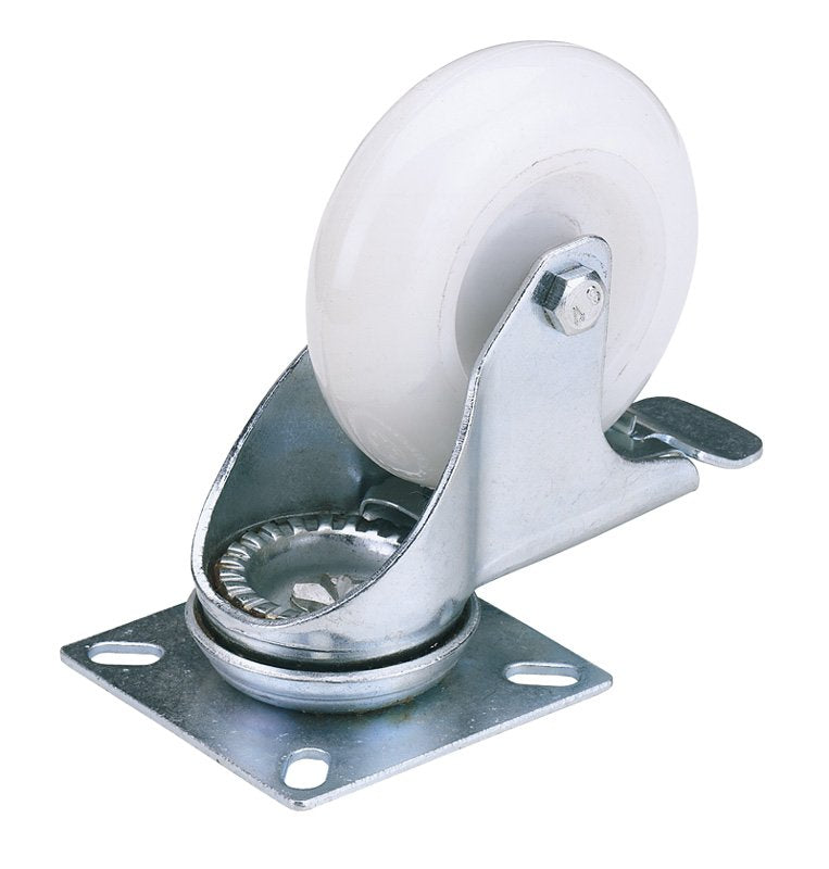 Swivel Plate Fixing Nylon Wheel with Brake, 75mm Diameter, S.W.L. 70kg Main Image