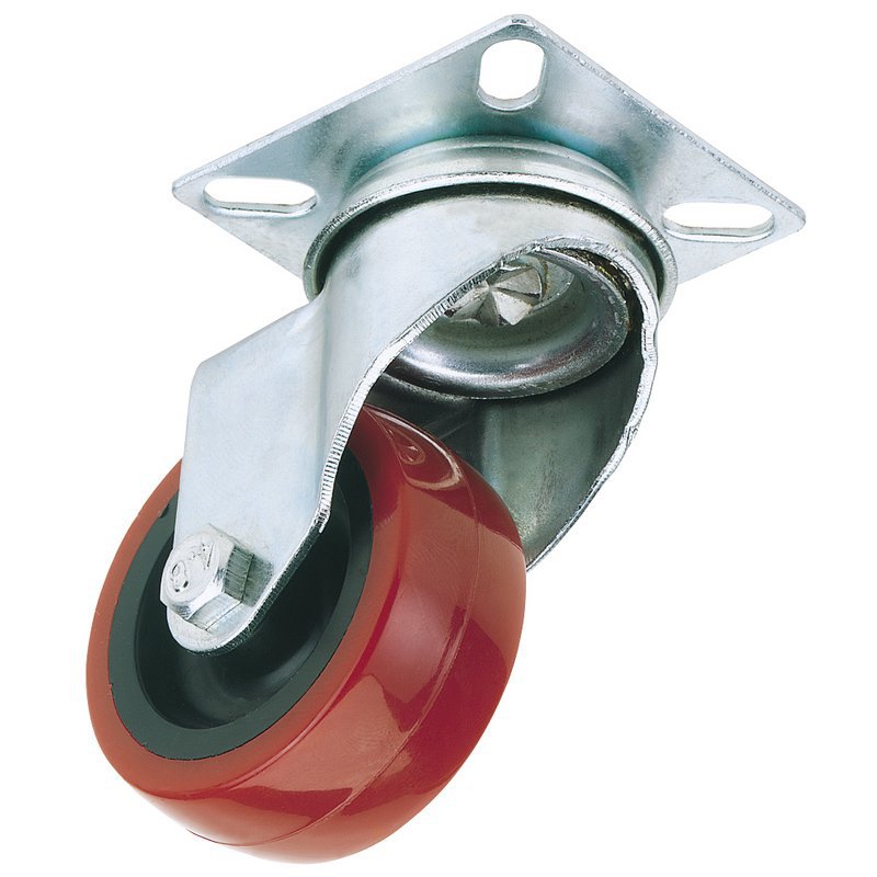 Polyurethane Wheeled Swivel Plate Fixing Castor, 75mm Diameter, S.W.L. 70kg Main Image