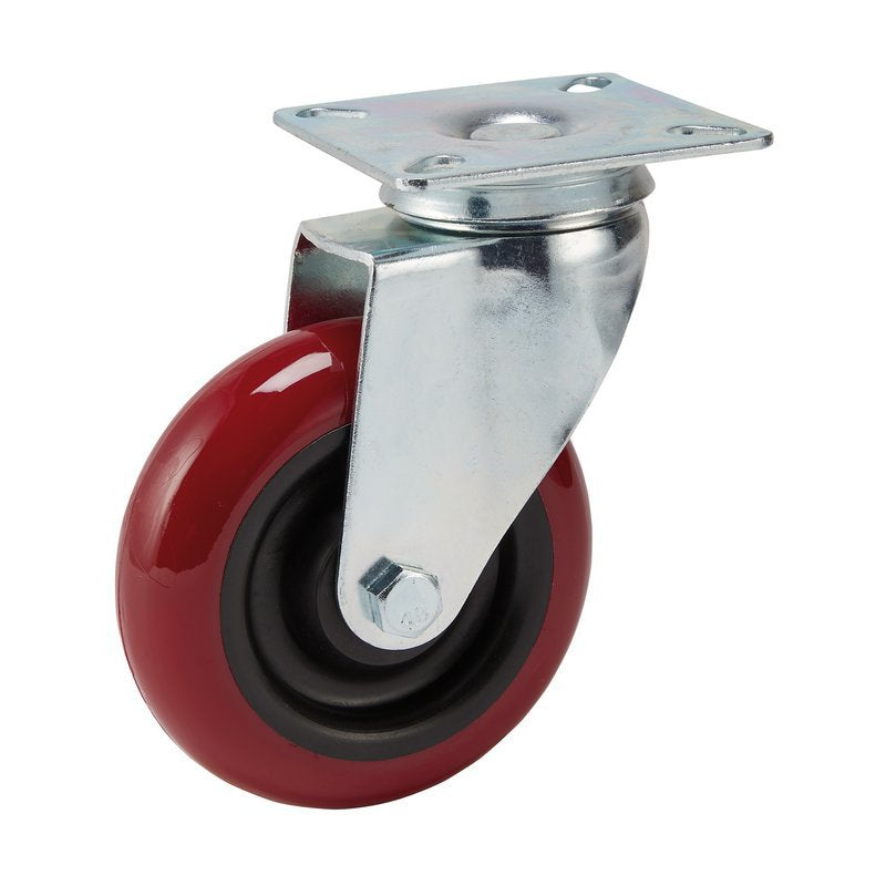 Polyurethane Wheeled Swivel Plate Castor, 100mm Diameter, S.W.L. 125kg Main Image