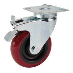 Swivel Plate Fixing Polyurethane Wheel with Brake, 100mm Diameter, S.W.L. 125kg Main Image