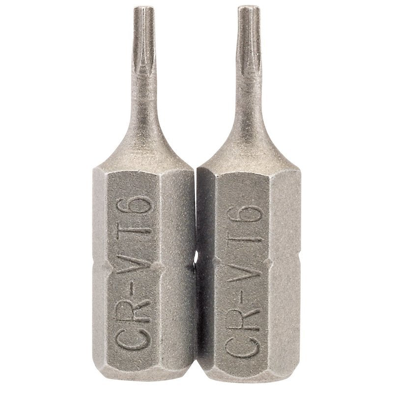 Draper TX-STAR Insert Bit, 1/4" Hex, 25mm Long, T6 (Pack of 2) Main Image