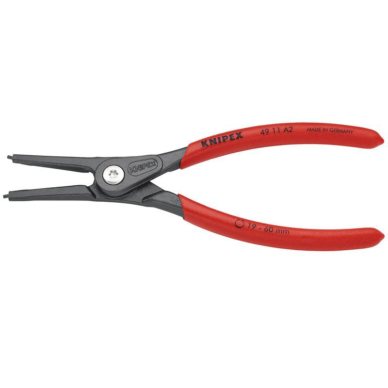 KNIPEX 49 11 A2 SB Precision Circlip Pliers for external circlips on shafts with non-slip plastic coating grey atramenti Main Image