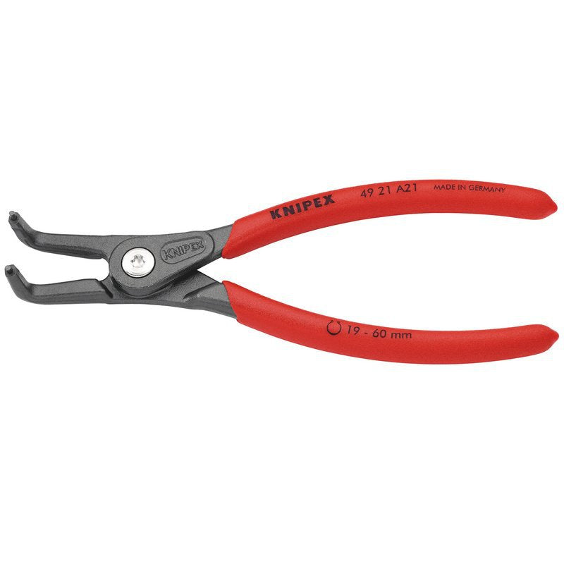 KNIPEX 49 21 A21 SB Precision Circlip Pliers for external circlips on shafts with non-slip plastic coating grey atrament Main Image