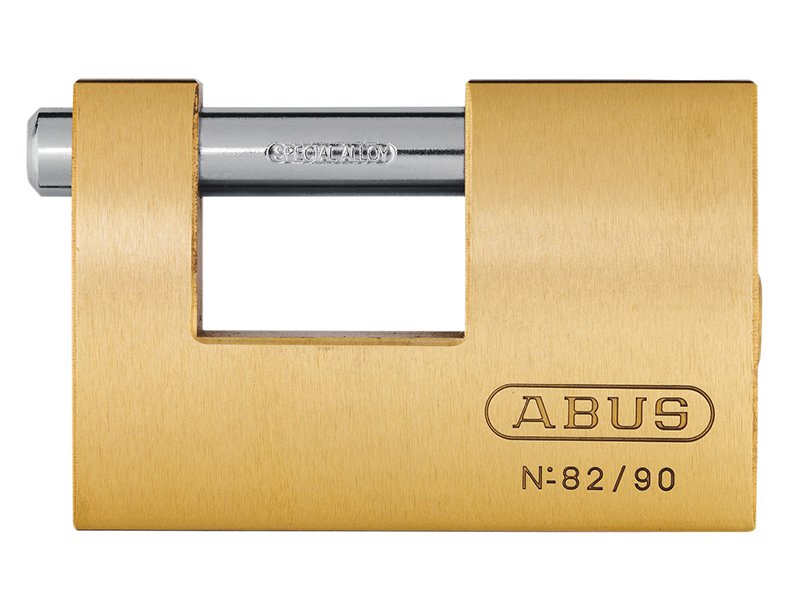 ABUS 82/90 90mm Monoblock Brass Shutter Padlock Main Image