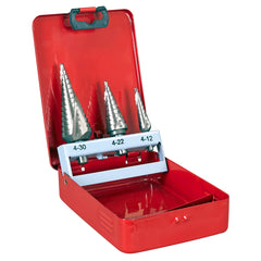 Sealey HSS M2 Step Drill Bit Set 3pc Spiral Flute Main Image