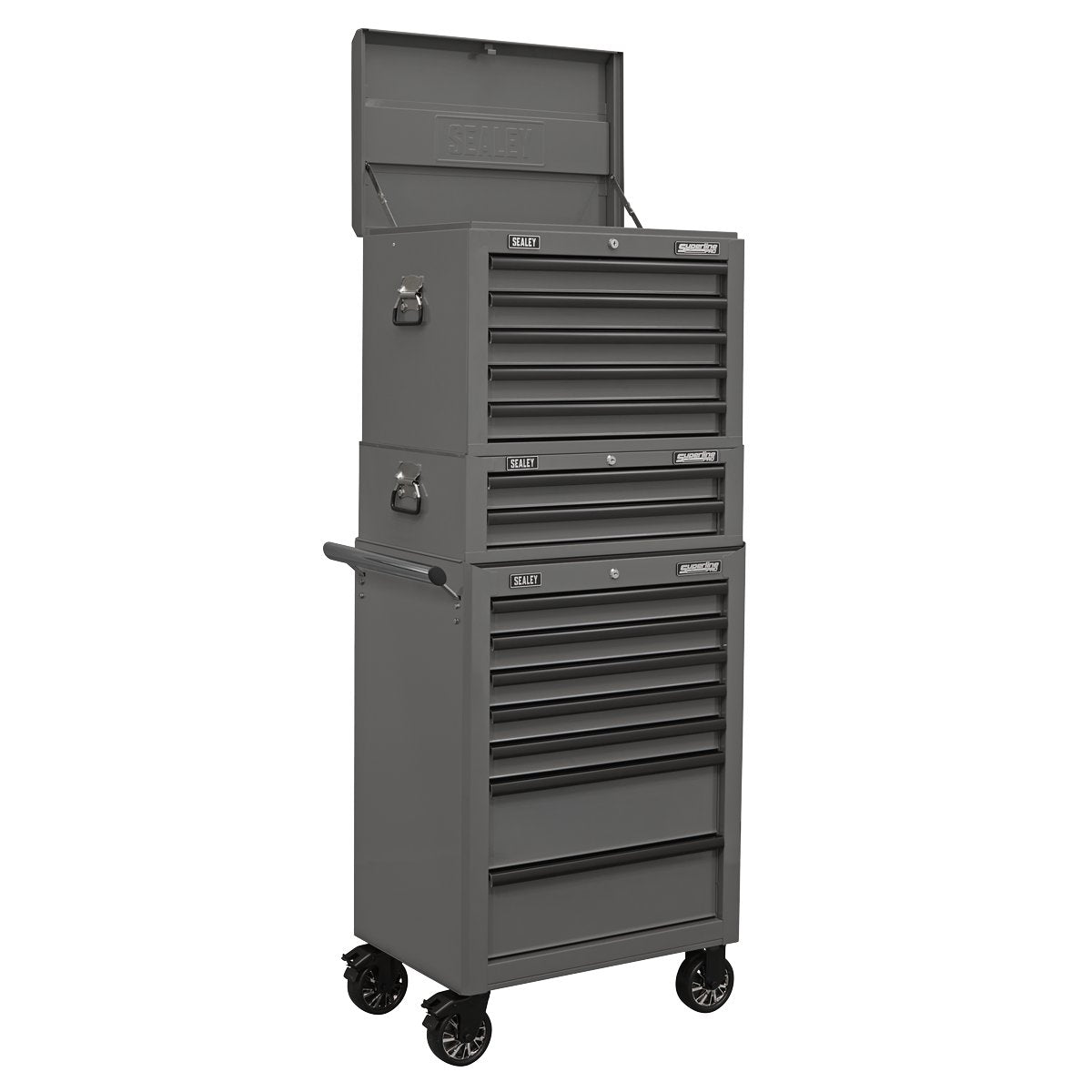 Sealey Topchest, Mid-Box & Rollcab Combination 14 Drawer with Ball-Bearing Slides - Grey Main Image