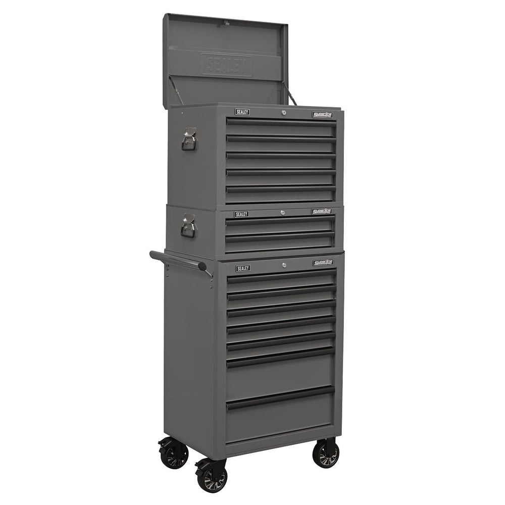 Sealey Topchest, Mid-Box & Rollcab Combination 14 Drawer with Ball-Bearing Slides - Grey Main Image
