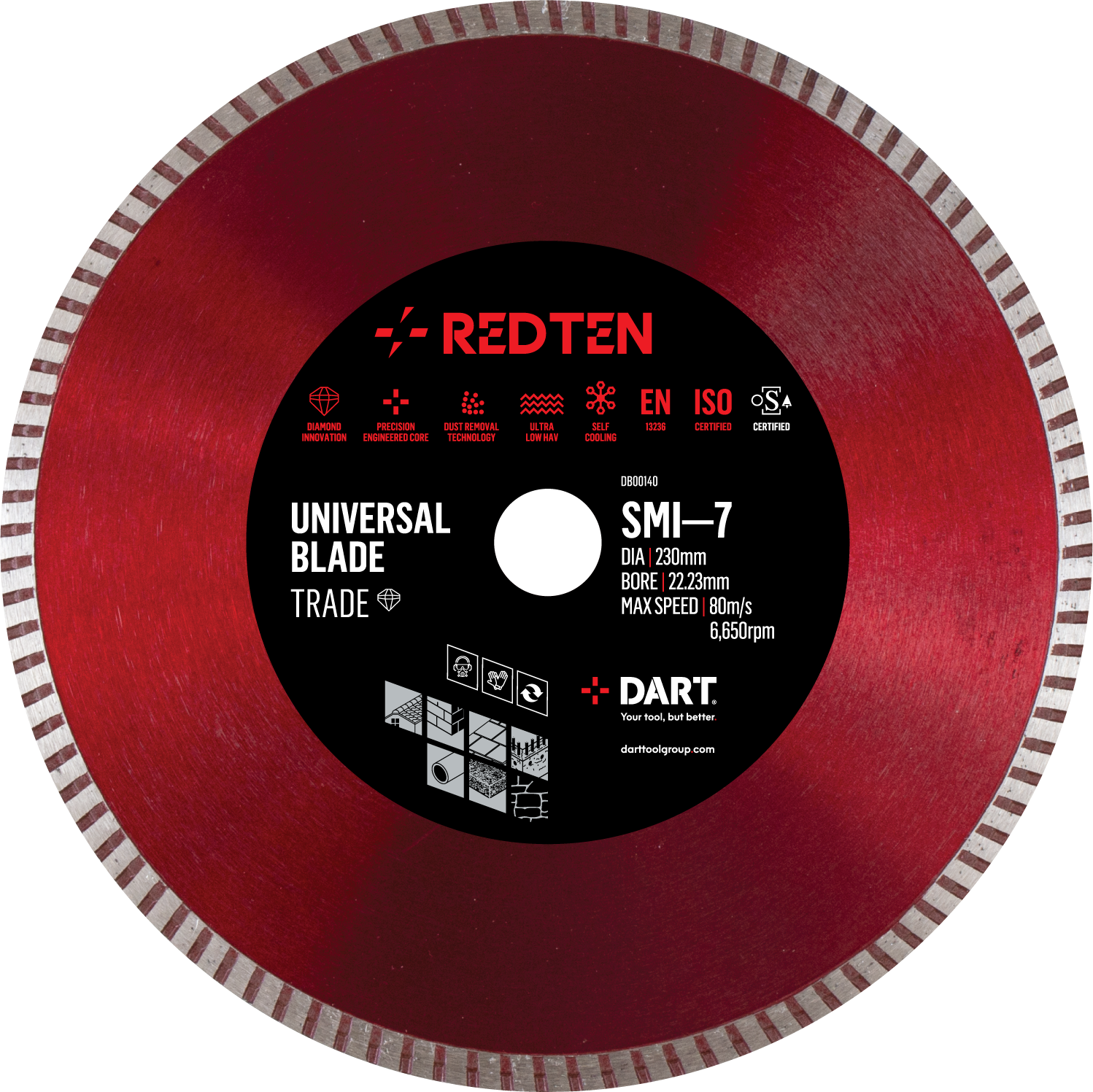 Dart Red Ten TRADE SMI-7 Diamond Blade 115Dmm x 22B
