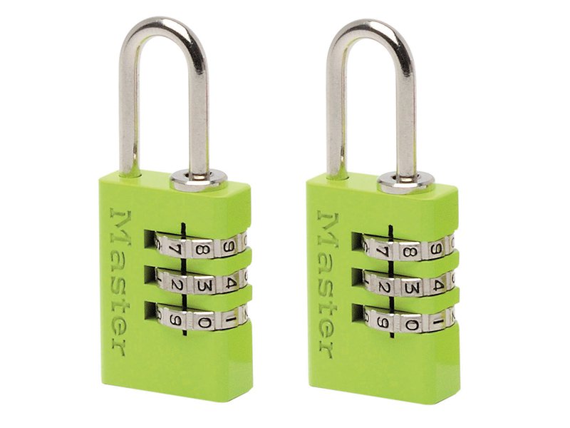 Master Lock Aluminium Combination Padlocks 3 Digit Colour 20mm x 2 Main Image