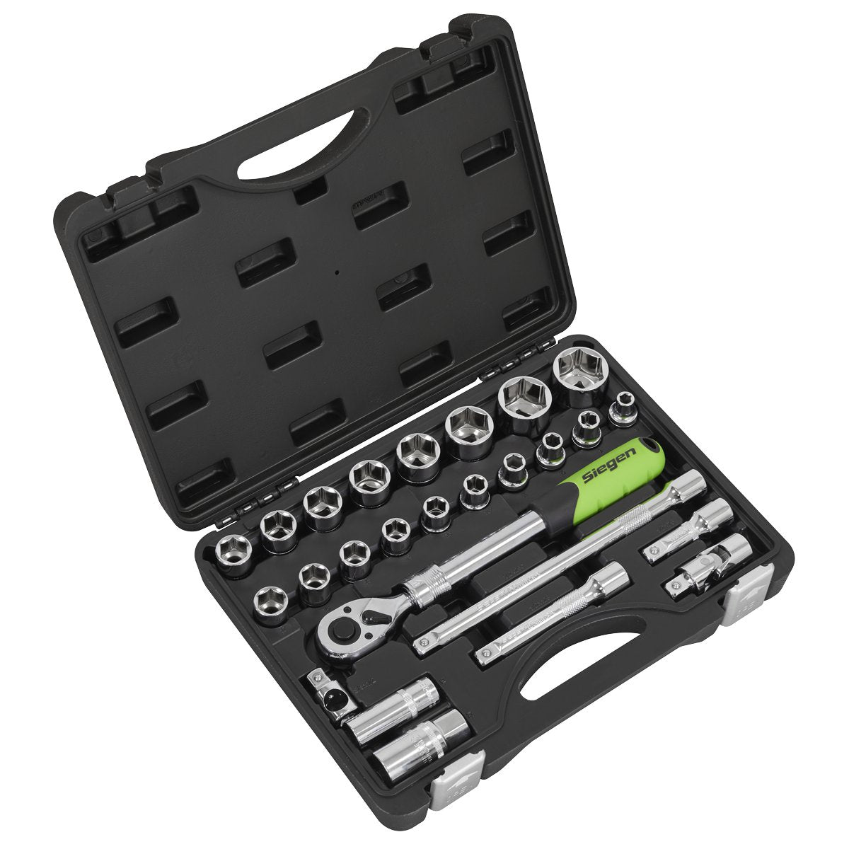 Sealey Siegen Extending Ratchet Socket Set 1/2"Sq Drive 26pc Main Image
