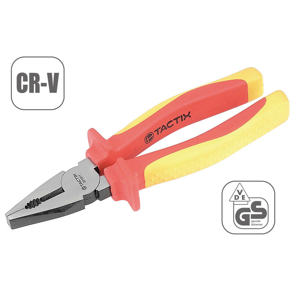 Tactix Vde Pliers Insulated Combination 200mm 8 Inch 1000V Main Image