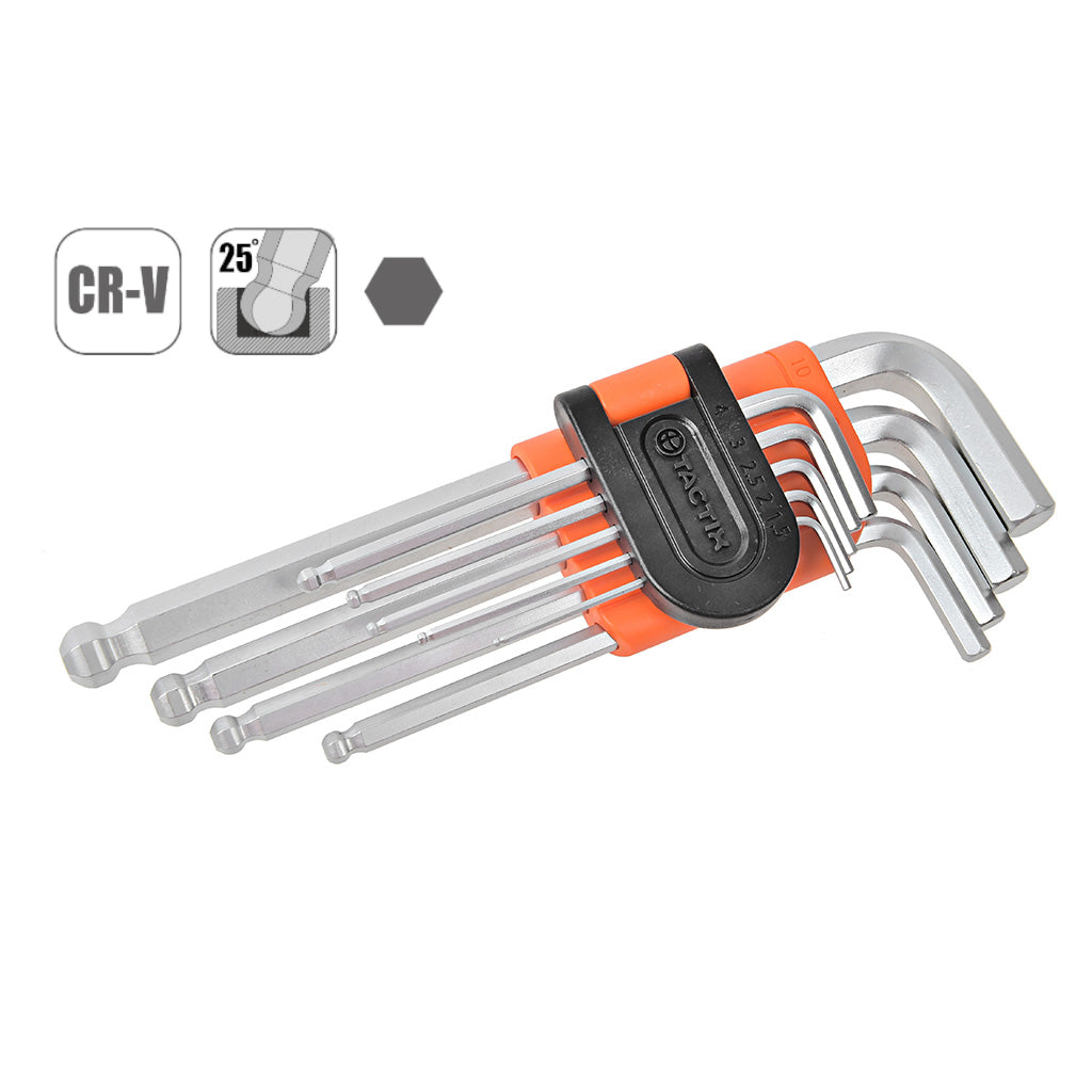 Tactix Hex Allen Key Long 9 Piece Ball End Metric Set 1.5mm - 10.0mm Main Image