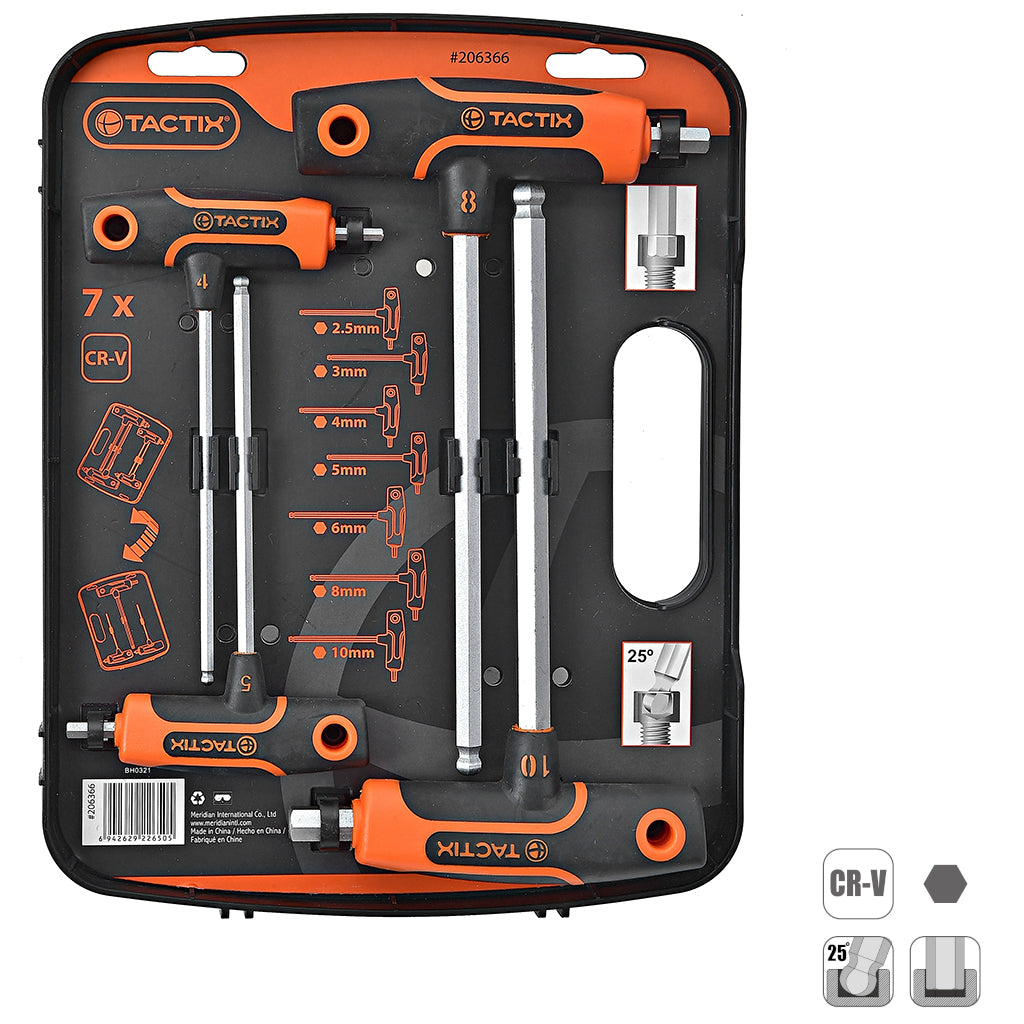 Tactix T Handle Hex Allen Key 7 Piece Metric Set 2.5mm - 10.0mm Main Image