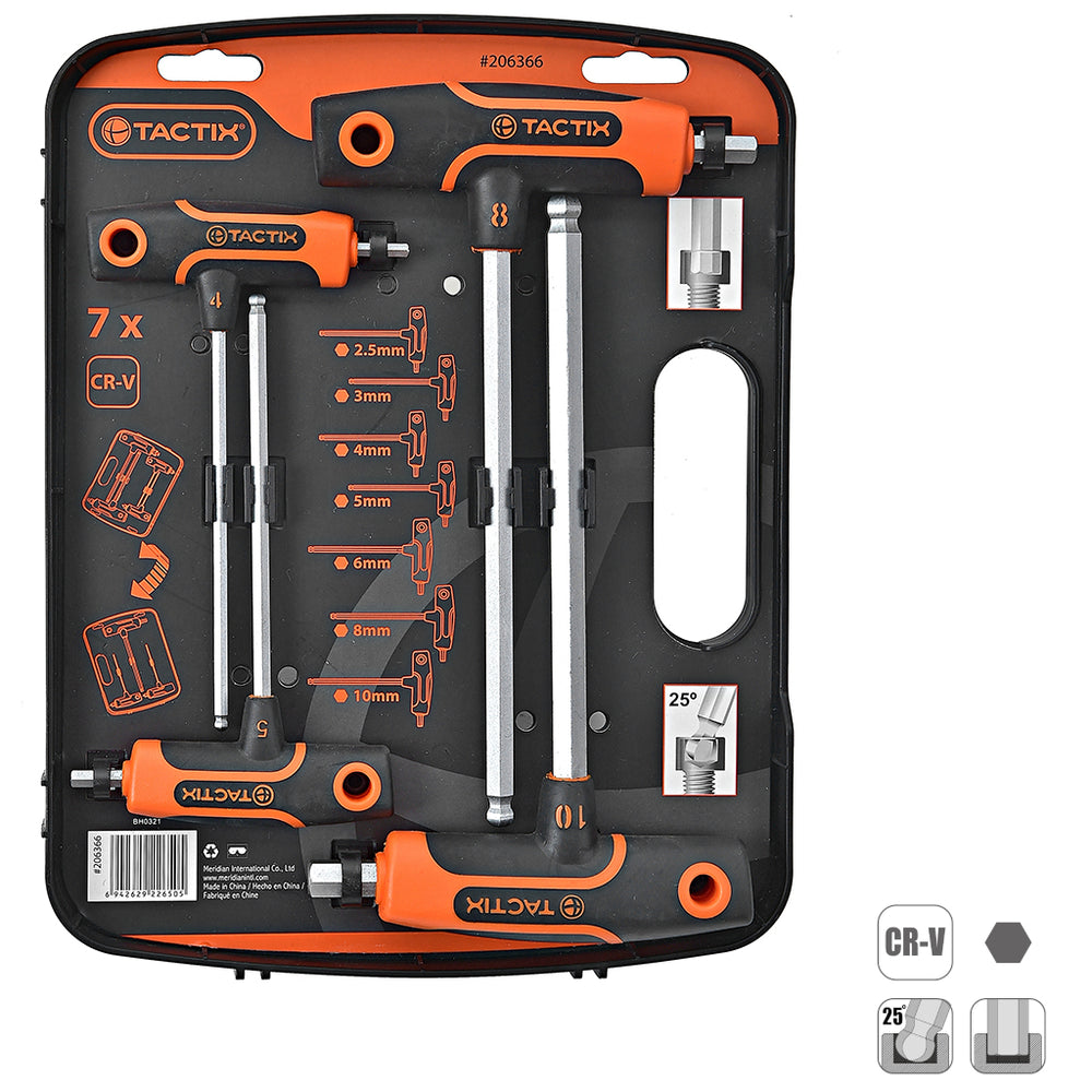 Tactix T Handle Hex Allen Key 7 Piece Metric Set 2.5mm - 10.0mm Main Image