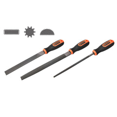 Tactix 200mm 3 Piece Steel File Set Flat - Round - Half Round With Handle Main Image