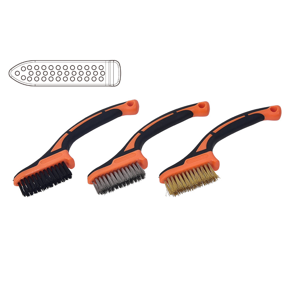 Tactix Brush Set 3 Piece Mini Nylon - Brass - Stainless Steel Main Image