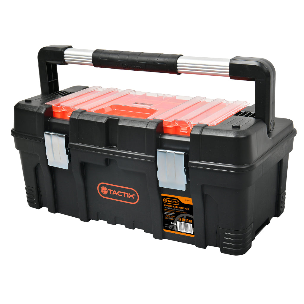 Tactix 56 cm Plastic Tool Box With Top Organizer And Tote Tray 22 Inch Main Image