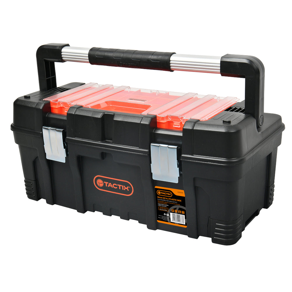 Tactix 56 cm Plastic Tool Box With Top Organizer And Tote Tray 22 Inch Main Image