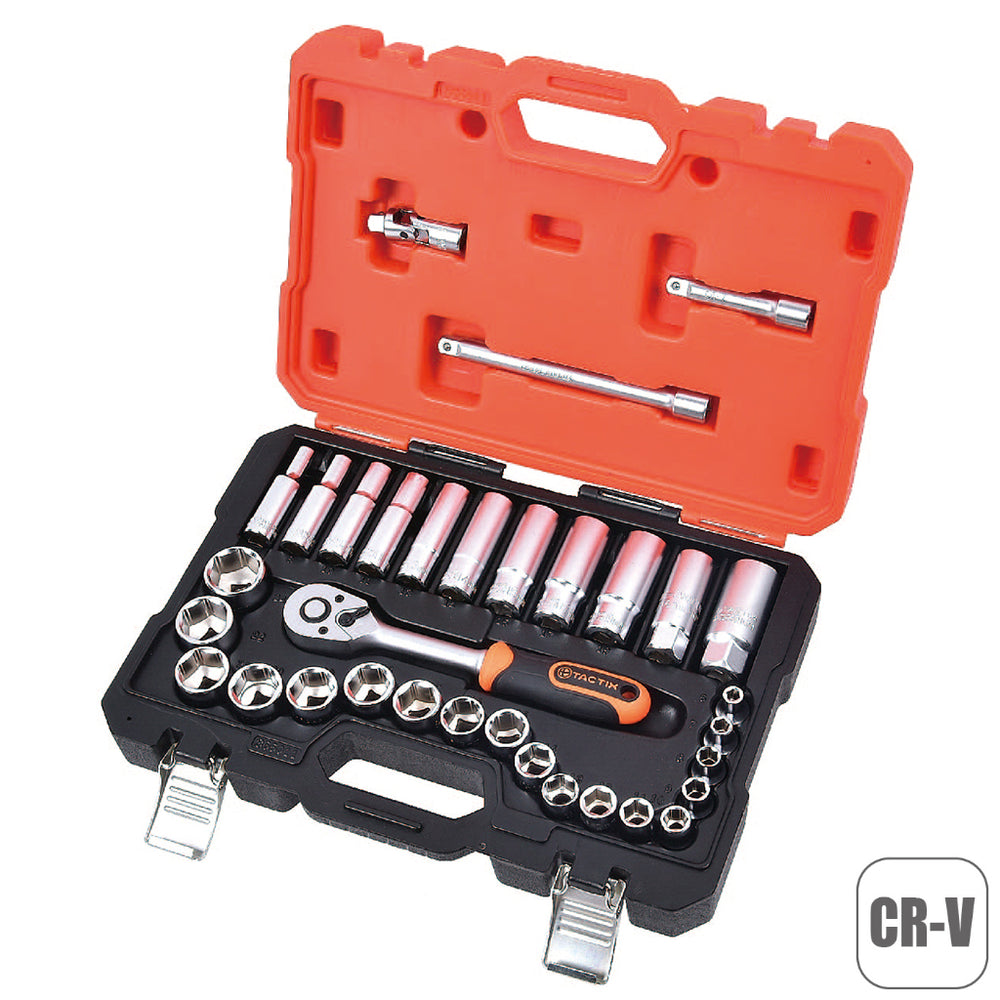 Tactix Socket Set 33 Piece 3/8 Sq Dr Metric 6-24mm 6-19mm Deep Main Image