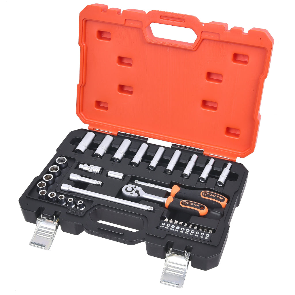 Tactix Socket Set 34 Piece 1/4 Sq Dr Metric 4-13mm 1-13mm Deep Main Image