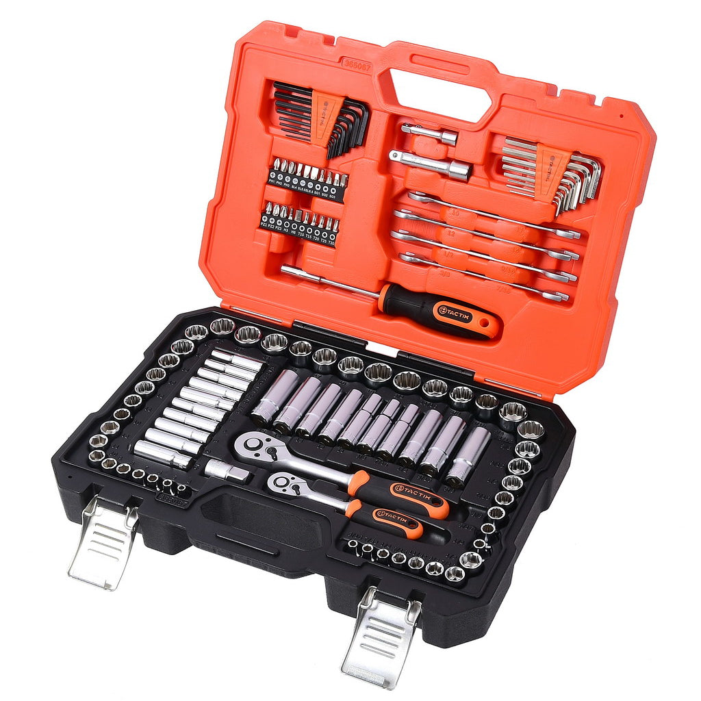 Tactix Socket Set 110 Piece 1/4 3/8 1/2 Sq Dr Main Image