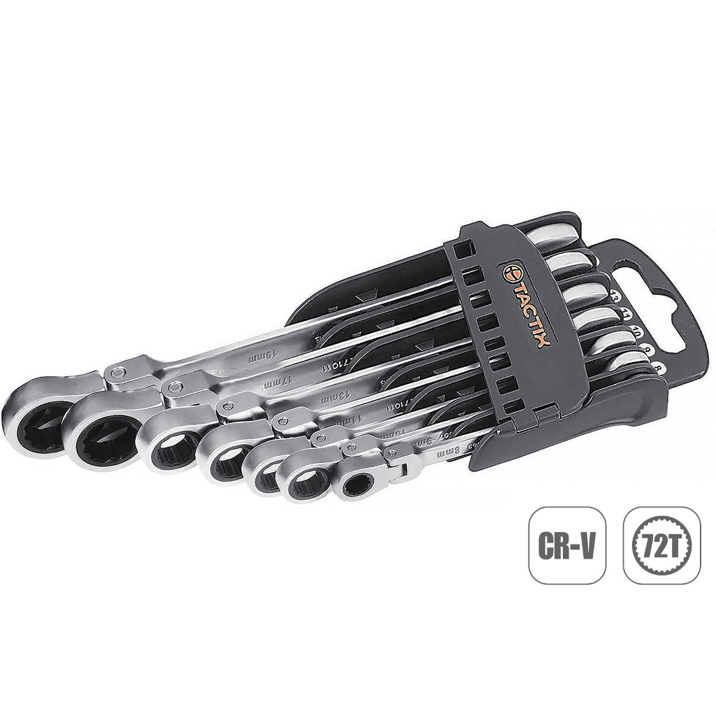 Tactix Wrench Flex Ratchet Spanner 7 Piece Set Metric Main Image