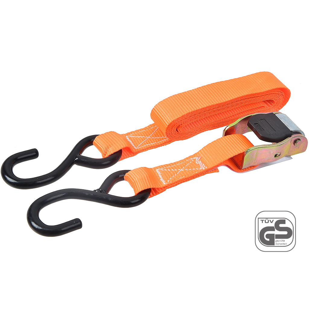 Tactix 3 Metre x 25mm Tie Down S Hook 125kg 2pc Cargo Cambuckle Main Image