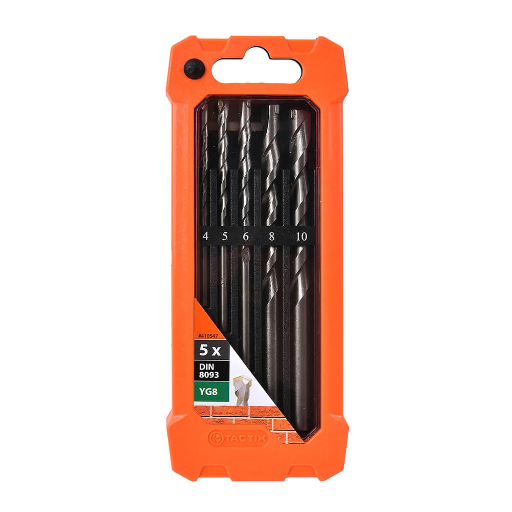 Tactix Masonry Drill Bit Set 5 Piece 4.0mm 5.0mm 6.0mm 8.0mm 10.0mm Main Image