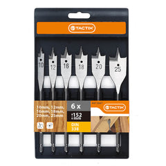 Tactix 6 Piece Flat Wood Spade Bit Set 10.0 12.0 16.0 18.0 20.0 25.0 Main Image