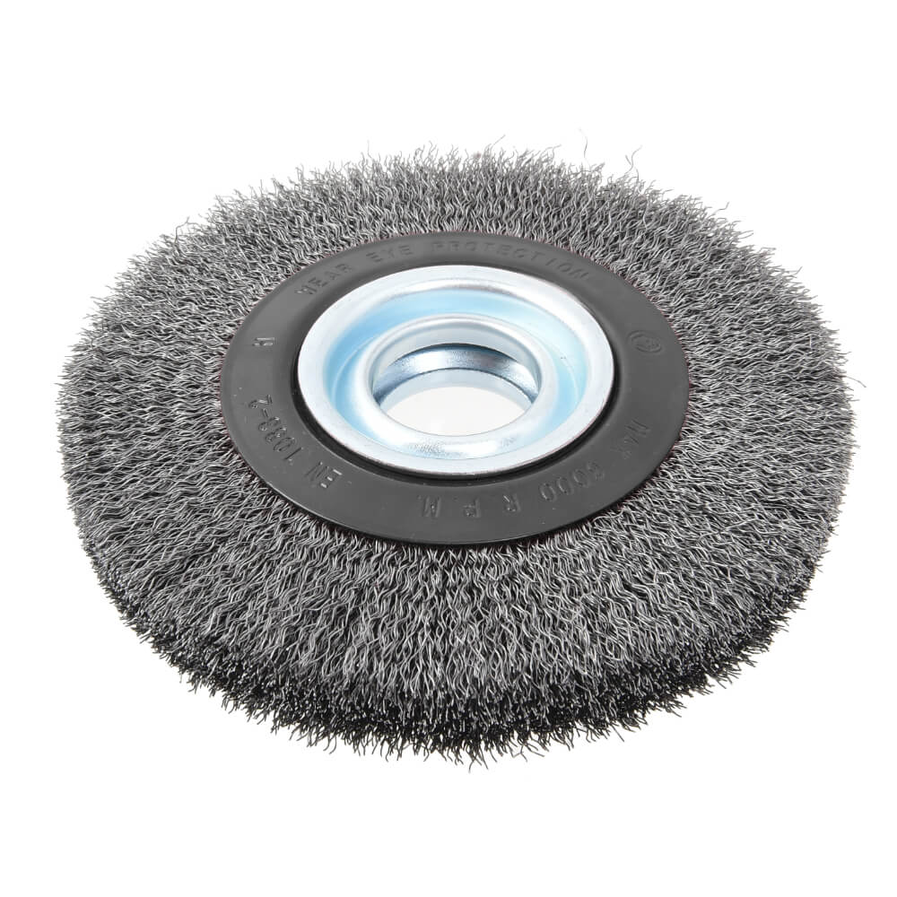Tactix 180 x 25 x 32mm Bench Grinder Crimped Wire Wheel Brushes-Thin With Rings Added Dim Main Image