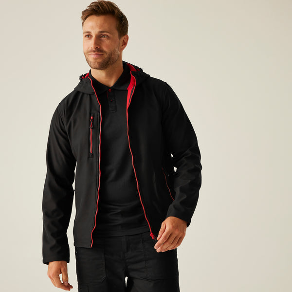 Regatta Navigate Hooded Softshell Black/Red XL