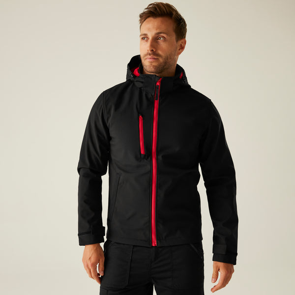Regatta Navigate Hooded Softshell Black/Red XL