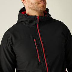 Regatta Navigate Hooded Softshell Black/Red XL