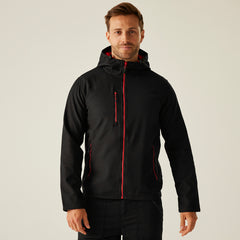 Regatta Navigate Hooded Softshell Black/Red XL